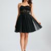 Birthday | A-line Sweetheart Short Tulle Homecoming Dress Black – Womens