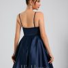 Birthday | A-line V-Neck Short Satin Homecoming Dress Dark Navy – Womens