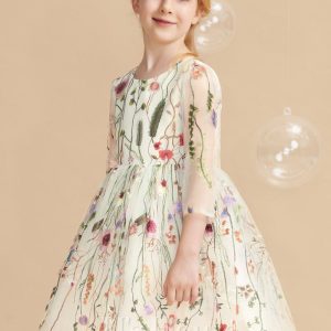 Flower Girl Dresses | Ball-Gown/Princess Scoop Knee-Length Lace Flower Girl Dress As Picture – Girls