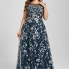 Formal & Evening | A-line Scoop Illusion Floor-Length Lace Evening Dress As Picture – Womens