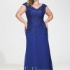 Formal & Evening | Sheath/Column V-Neck Floor-Length Lace Chiffon Evening Dress With Sequins As Picture – Womens