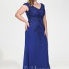 Formal & Evening | Sheath/Column V-Neck Floor-Length Lace Chiffon Evening Dress With Sequins As Picture – Womens