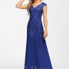 Formal & Evening | Sheath/Column V-Neck Floor-Length Lace Chiffon Evening Dress With Sequins As Picture – Womens