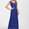 Formal & Evening | Sheath/Column V-Neck Floor-Length Lace Chiffon Evening Dress With Sequins As Picture – Womens