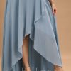 Semi-formal & Cocktail | A-line V-Neck Asymmetrical Chiffon Cocktail Dress Dusty Blue – Womens