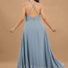 Semi-formal & Cocktail | A-line V-Neck Asymmetrical Chiffon Cocktail Dress Dusty Blue – Womens