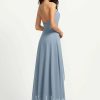 Semi-formal & Cocktail | A-line V-Neck Asymmetrical Chiffon Cocktail Dress Dusty Blue – Womens