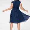 Semi-formal & Cocktail | A-line V-Neck Knee-Length Chiffon Cocktail Dress With Ruffle Navy Blue – Womens