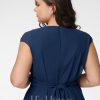 Semi-formal & Cocktail | A-line V-Neck Knee-Length Chiffon Cocktail Dress With Ruffle Navy Blue – Womens